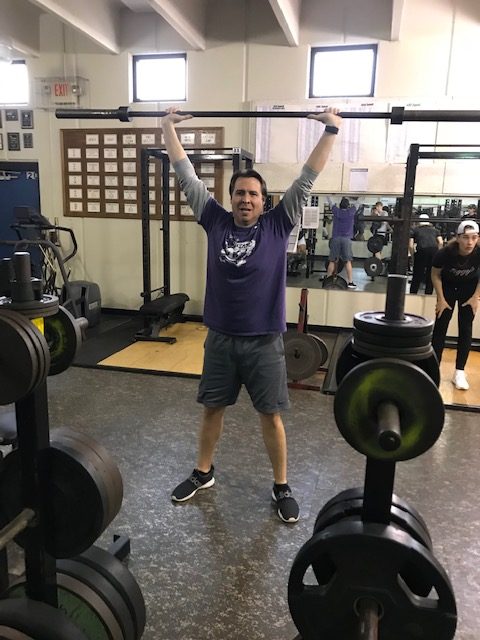 Coach George (Mark) does his pre workout lift. 