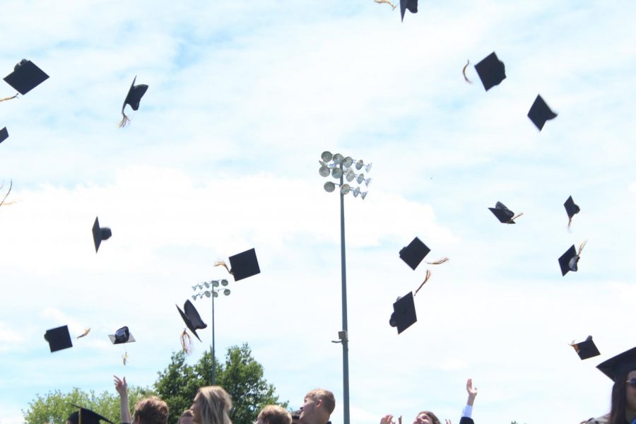 As part of the tradition, the class of 2019 throws their caps and tassels into the air at the close of the ceremony. 
