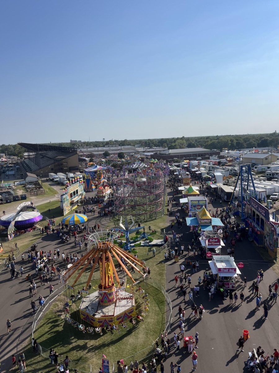 A full wide range view of the state fair from atop the Ferris Wheel