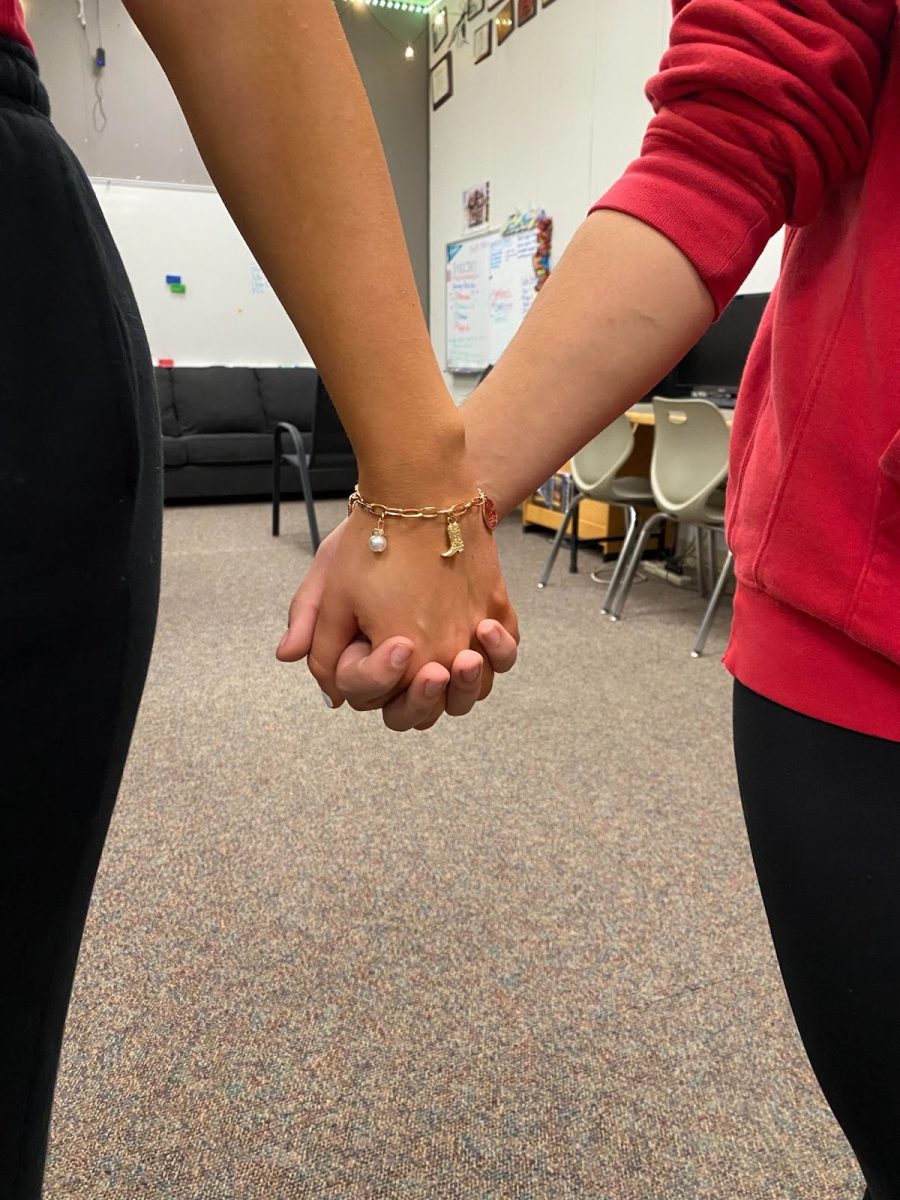 Students demonstrate PDA by hand-holding.