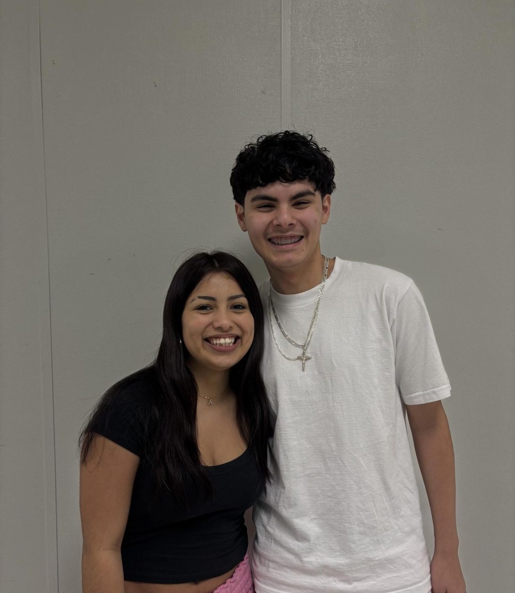 Sophomores Aliyah Cruz-Miguel and Jonathan Romero-Quiroz pose for a picture together